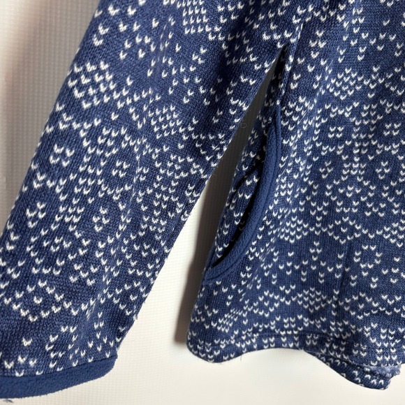 Stan Herman Womens L Blue White Fair Isle Print Zip Up Fleece Sweater Jacket - Picture 2 of 7